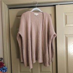 Light pink open front cardigan